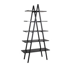 Load image into Gallery viewer, 72&quot;H Modern Industrial Black Wood/Metal 5-Tier &quot;A&quot; Frame Bookcases &amp; Shelves
