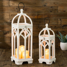 Load image into Gallery viewer, Wash White Farmhouse Modern Wooden Lanterns, Set of 2
