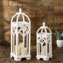 Load image into Gallery viewer, Wash White Farmhouse Modern Wooden Lanterns, Set of 2
