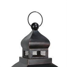 Load image into Gallery viewer, Black Farmhouse Wooden Lanterns With Diamond Window Frame,  Set of 2
