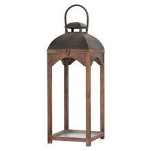 Load image into Gallery viewer, Whiskey Brown Farmhouse Modern Wood/Metal Lanterns, Set of 2
