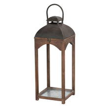 Load image into Gallery viewer, Whiskey Brown Farmhouse Modern Wood/Metal Lanterns, Set of 2
