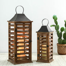 Load image into Gallery viewer, Farmhouse Natural Wooden Shutter Lanterns, Set of 2
