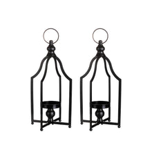 Load image into Gallery viewer, 16.50&quot;H Modern Farmhouse Black Metal Candle Lantern, Set of 2
