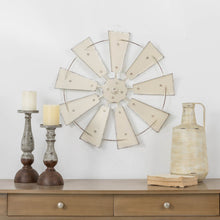 Load image into Gallery viewer, 22.05&quot;D Vintage Beige Metal Wind Spinner Wall Décor
