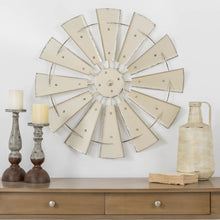 Load image into Gallery viewer, 28.50&quot;D Vintage Beige Metal Wind Spinner Wall Décor
