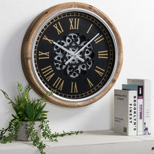 Load image into Gallery viewer, 20.47&quot;D Vintage Industrial Metal Wall Clock with Moving Gears
