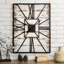 Load image into Gallery viewer, 31.5&quot;H Oversized Farmhouse Wooden/Metal Rectangular Wall Clock
