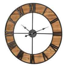 Load image into Gallery viewer, 30.00&quot;D Oversized Farmhouse Wooden &amp; Metal Center Cutout Design Wall Clock
