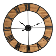 Load image into Gallery viewer, 30.00&quot;D Oversized Farmhouse Wooden &amp; Metal Center Cutout Design Wall Clock
