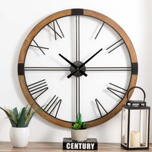 Load image into Gallery viewer, 31.50&quot;D Oversized Modern Farmhouse Metal/Wooden Wall Clock
