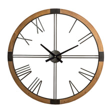 Load image into Gallery viewer, 31.50&quot;D Oversized Modern Farmhouse Metal/Wooden Wall Clock
