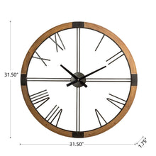 Load image into Gallery viewer, 31.50&quot;D Oversized Modern Farmhouse Metal/Wooden Wall Clock
