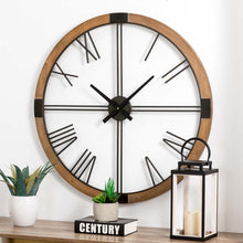 Load image into Gallery viewer, 31.50&quot;D Oversized Modern Farmhouse Metal/Wooden Wall Clock
