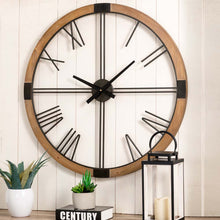 Load image into Gallery viewer, 31.50&quot;D Oversized Modern Farmhouse Metal/Wooden Wall Clock
