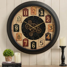 Load image into Gallery viewer, 27.50&quot;D Oversized Vintage Round Gear Clock With Tempered Glass
