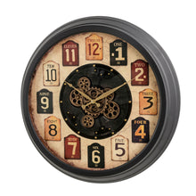 Load image into Gallery viewer, 27.50&quot;D Oversized Vintage Round Gear Clock With Tempered Glass
