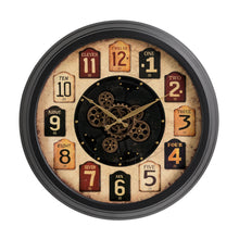 Load image into Gallery viewer, 27.50&quot;D Oversized Vintage Round Gear Clock With Tempered Glass
