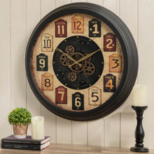 Load image into Gallery viewer, 27.50&quot;D Oversized Vintage Round Gear Clock With Tempered Glass
