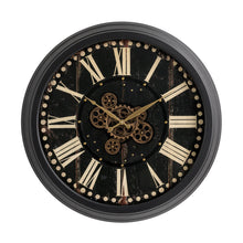 Load image into Gallery viewer, 27.50&quot;D Oversized  Vintage Round Black Gear Clock With Tempered Glass
