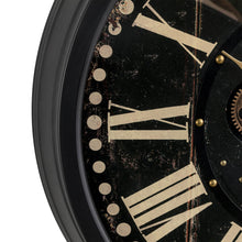 Load image into Gallery viewer, 27.50&quot;D Oversized  Vintage Round Black Gear Clock With Tempered Glass
