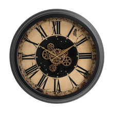 Load image into Gallery viewer, 27.50&quot;D Oversized Vintage Round Gear Clock With Tempered Glass
