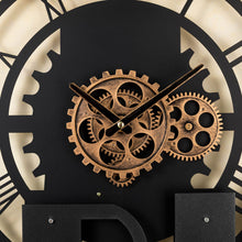 Load image into Gallery viewer, 30.00&quot;L Industrial Metal/Wood Eiffel Tower Silhouette Gear Wall Clock (without glass)
