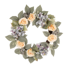 Load image into Gallery viewer, 22&quot;D Artificial Hydrangea Rose Wreath
