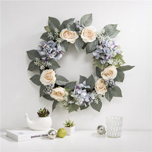 Load image into Gallery viewer, 22&quot;D Artificial Hydrangea Rose Wreath
