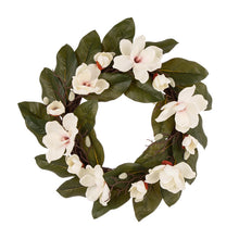 Load image into Gallery viewer, 24&quot;D Artificial Magnolia Wreath
