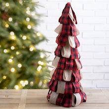 Load image into Gallery viewer, 22.44&quot;H Plaid Fabric/Burlap Table Tree
