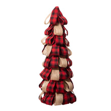 Load image into Gallery viewer, 22.44&quot;H Plaid Fabric/Burlap Table Tree
