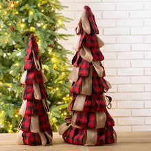 Load image into Gallery viewer, Plaid Fabric/Burlap Table Tree Set of 2
