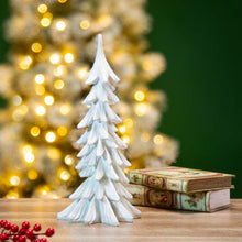 Load image into Gallery viewer, 14.75&quot;H White Resin Christmas Handcrafted Table Tree Décor
