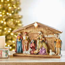 Load image into Gallery viewer, 12.5&quot;L Lighted Resin Nativity Set
