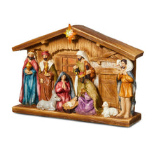 Load image into Gallery viewer, 12.5&quot;L Lighted Resin Nativity Set
