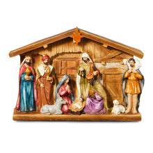 Load image into Gallery viewer, 12.5&quot;L Lighted Resin Nativity Set
