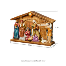 Load image into Gallery viewer, 12.5&quot;L Lighted Resin Nativity Set
