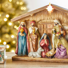 Load image into Gallery viewer, 12.5&quot;L Lighted Resin Nativity Set
