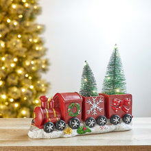 Load image into Gallery viewer, 12&quot;L Resin Train Table Décor with Lighted Decorated Trees
