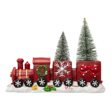 Load image into Gallery viewer, 12&quot;L Resin Train Table Décor with Lighted Decorated Trees
