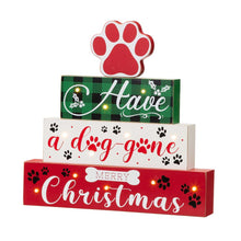 Load image into Gallery viewer, 12&quot;H Lighted Wooden Pet Dog Paw Block Word Sign Decor
