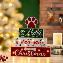 Load image into Gallery viewer, 12&quot;H Lighted Wooden Pet Dog Paw Block Word Sign Decor
