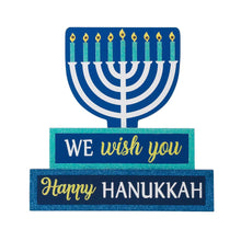 Load image into Gallery viewer, 12&quot;L Hanukkah LED Lighted Wooden Block Word Sign Decor(9 Bulbs)
