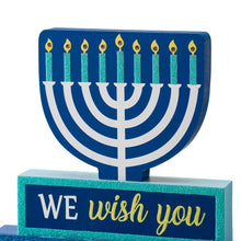 Load image into Gallery viewer, 12&quot;L Hanukkah LED Lighted Wooden Block Word Sign Decor(9 Bulbs)
