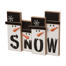 Load image into Gallery viewer, 11.7&quot;L Wooden Christmas Snowman Family Table Decor
