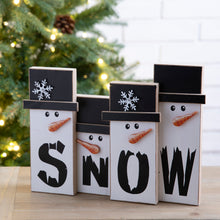 Load image into Gallery viewer, 11.7&quot;L Wooden Christmas Snowman Family Table Decor
