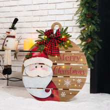 Load image into Gallery viewer, 30&quot;H Lighted Round Wooden Santa Porch Décor
