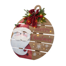 Load image into Gallery viewer, 30&quot;H Lighted Round Wooden Santa Porch Décor
