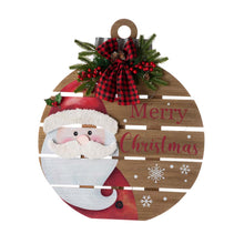 Load image into Gallery viewer, 30&quot;H Lighted Round Wooden Santa Porch Décor
